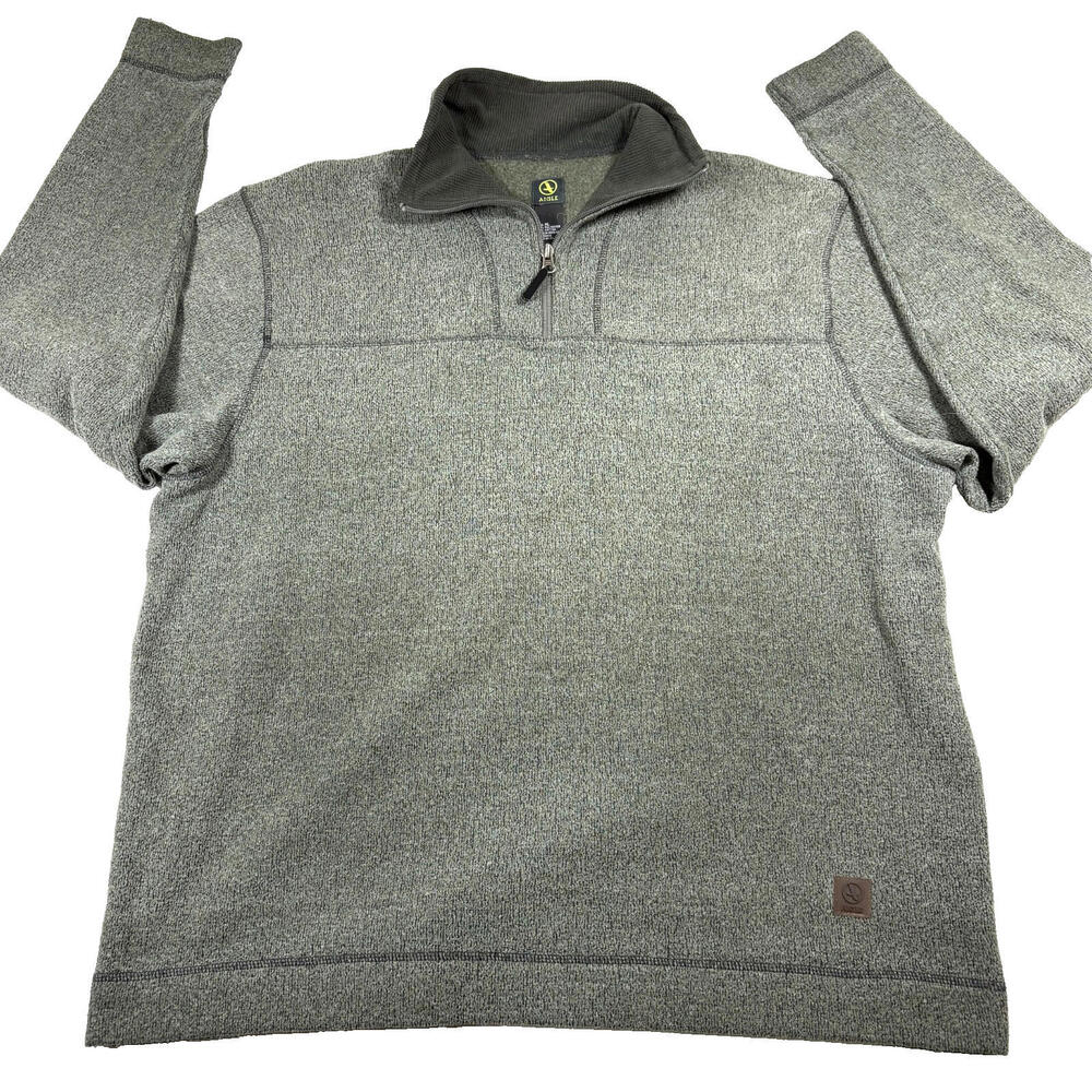 Aigle Mens XL Gray 1/4 Zip Fleece Pullover Sweater Outdoor Hiking Casual